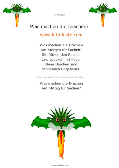 Drachen Gedicht Kindergarten Reime Drachen Gedichte