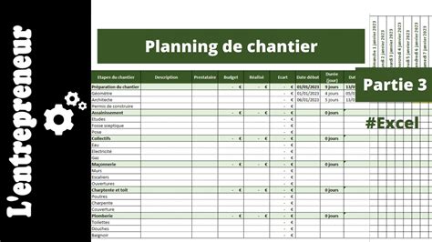 3 Faire Un Planning De Chantier Sur Excel YouTube