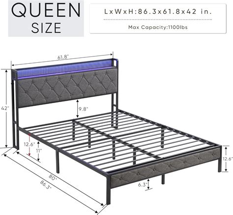 Livavege Base de cama tamaño Queen con cabecera de almacenamiento