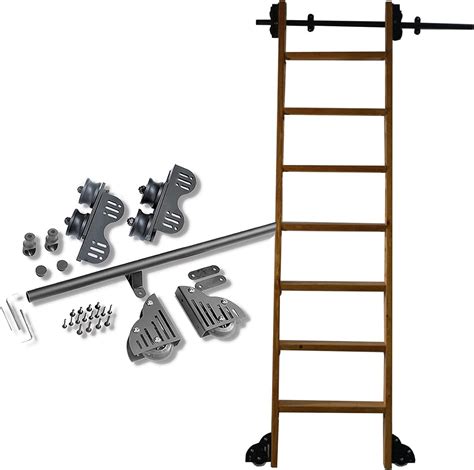 Black Retractable Rolling Library Ladder Hardware Kit No