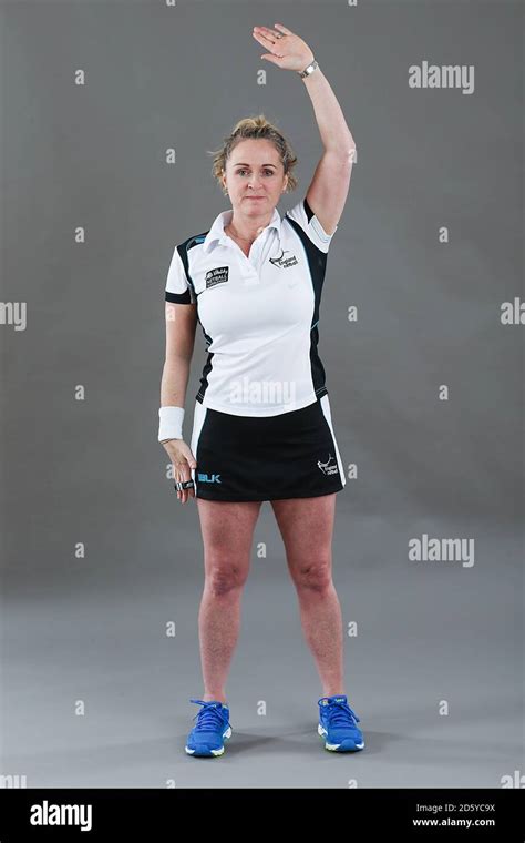 Umpire Ann Marie Atkins Signalling Caution Stock Photo Alamy