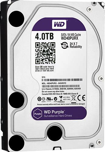 Western Digital 3 5 4 TB Purple WD40PURX SATA 3 0 IntelliPower Hard