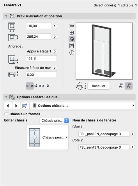 ARCHICAD Problème importation châssis personnalisé fenêtre