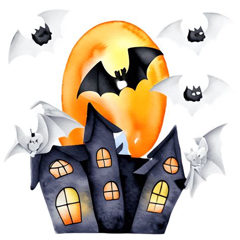 Vampire Bat Flying Near Haunted House · Creative Fabrica