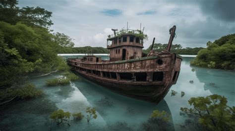 Abandon Abandoned Ship In The Blue Water Backgrounds | JPG Free ...