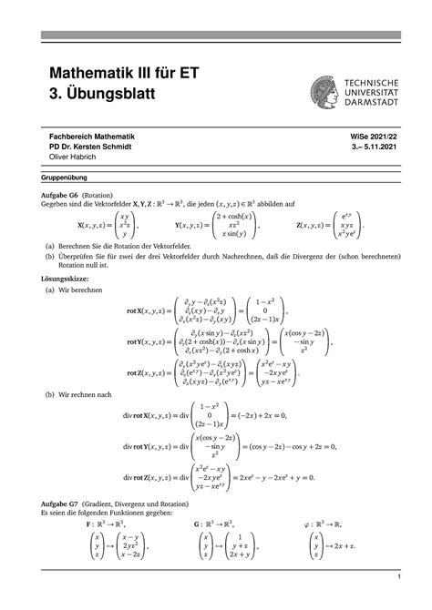 Uebung 03 mit loesungen Mathematik III für ET 3 Übungsblatt