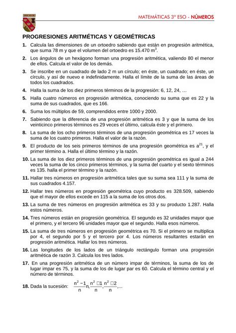 Pdf Progresiones Aritm Ticas Y Geom Pdf Filematem Ticas Eso