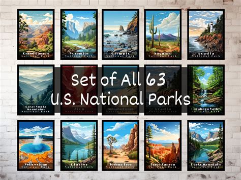 Us National Parks Posters Set Of All National Parks Posters Prints