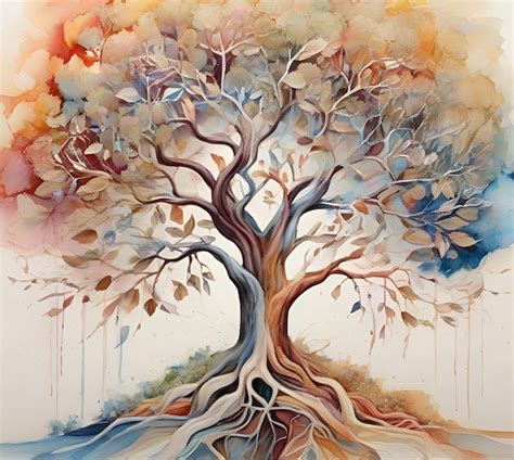 Premium AI Image | The Tree Of Life In Colorful Spring Watercolor ...