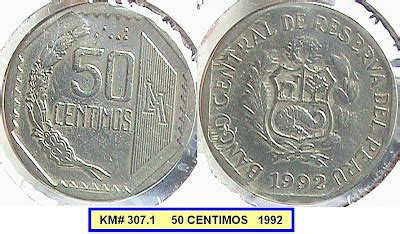 Numismatica Del Peru Monedas Peruanas Peruvian Coins 50 CENTIMOS