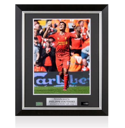 Pre Framed Philippe Coutinho Signed And Framed Liverpool Photo Goal Vs Qpr