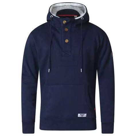 D555 Grote Maat Hoodie Donkerblauw Met Buidelzak