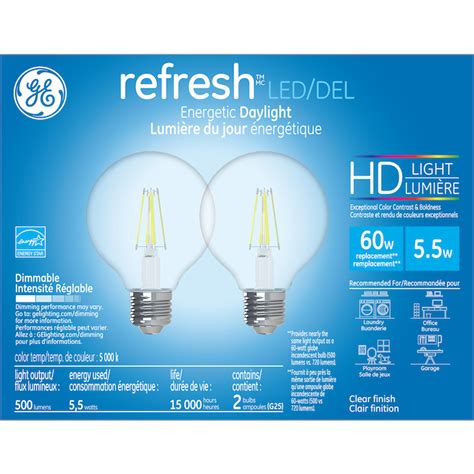 GE Refresh HD Daylight 60W Replacement LED Light Bulbs Decorative Clear