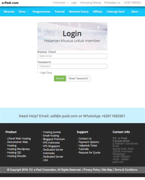 Cara Login Ke Member Area Untuk Pelanggan E Padi Helps And Knowledge Base