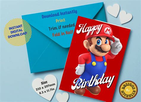 Printable Super Mario Birthday Card Happy Birthday Fun Card Kids