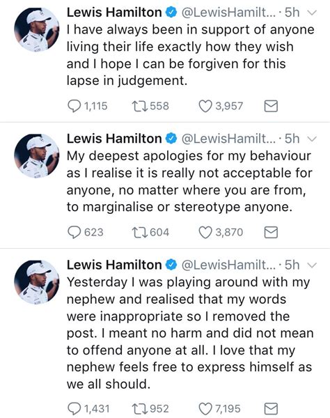 Pop Crave On Twitter Lewis Hamilton Apologizes For His Behavior I