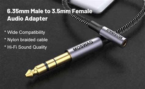 MOSWAG 6 35mm 1 4 Inch To 3 5mm 1 8 Inch Headphone Jack Adapter 3 28FT