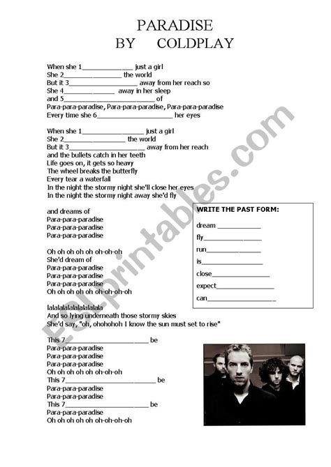 PARADISE By Coldplay ESL Worksheet By Sofib