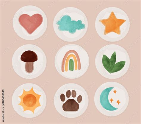 Watercolor icons set Stock Illustration | Adobe Stock