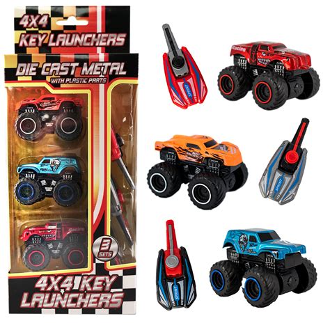 D.A.Y. Republic 3 Key Launcher Mini Die Cast Metal Monster Trucks with