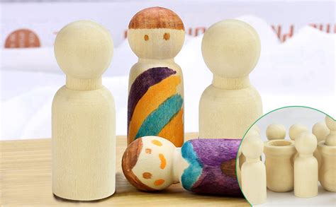 CODIRATO 25 Stück Kleine Holzfiguren Hölzerne Peg Dolls Holz Malerei