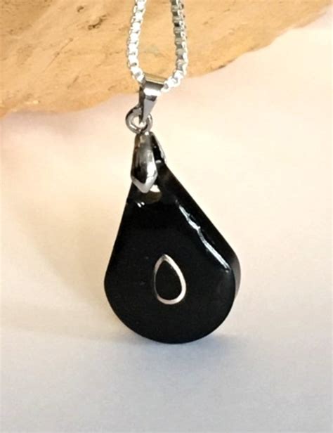 Black Teardrop Necklace, Sympathy Gift, Teardrop Pendant, Minimalist ...