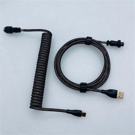 Cable En Espiral Usb A Tipo C Cables Negros Cable De Teclado Cuotas