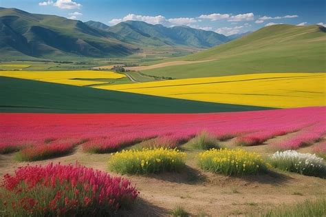 Premium Photo Blooming Cultivated Fields Famous Colourful Flowering