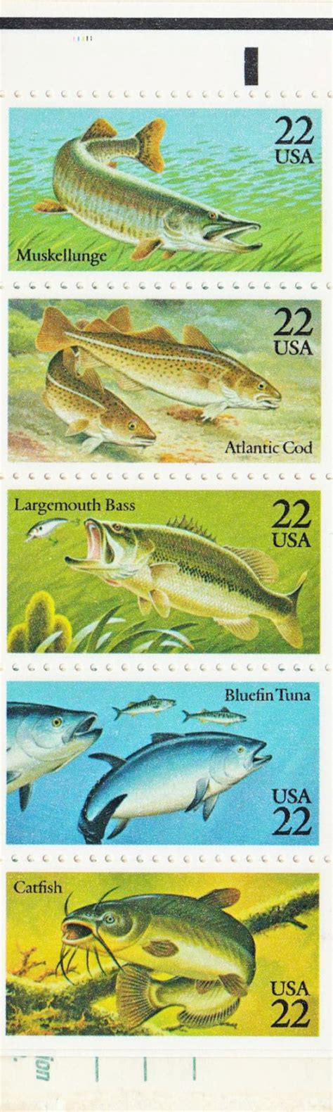 Qty Of 10 Fish 22c 1986 Vintage Postage Stamps These Stamp Are In