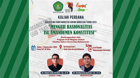 Kuliah Perdana Mahasiswa Baru Magister Hukum Menguji