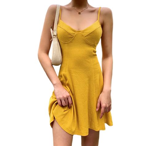 Women Sexy Knitted Suspender Dress Summer Fashion Solid Color Pleated Slim Fit Night Club Dress