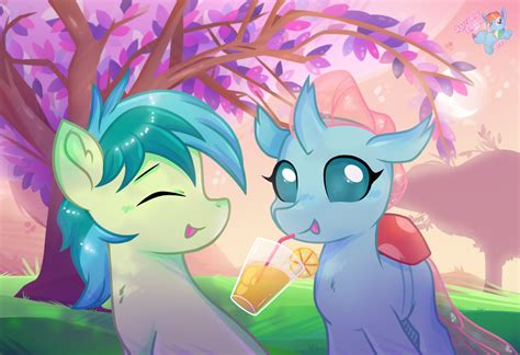 Safe Artist Rainbow Eevee Ocellus Mlp Sandbar Mlp