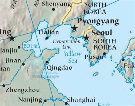 Yellow Sea Map Detailed Map Of Huang Hai