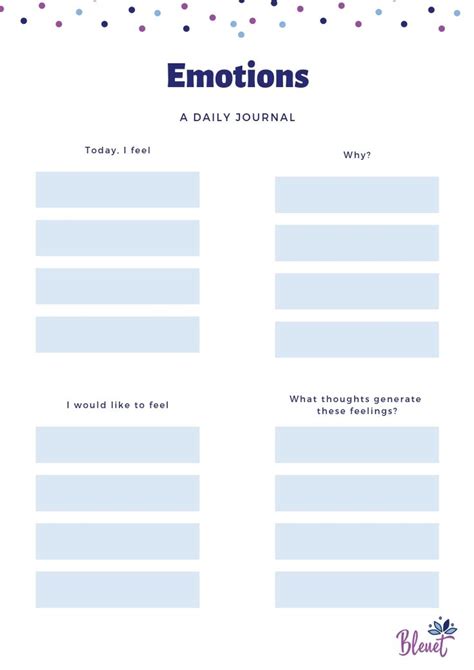 Emotions Journal Free Printable Managing Emotions Emotions Journal