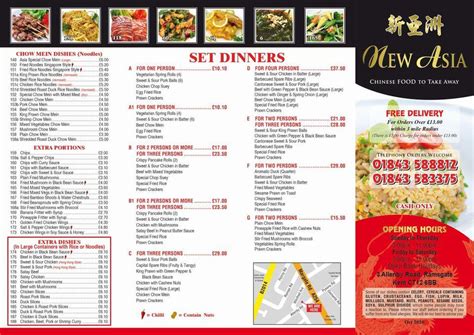 Menu at New Asia Chinese Takeaway restaurant, Ramsgate