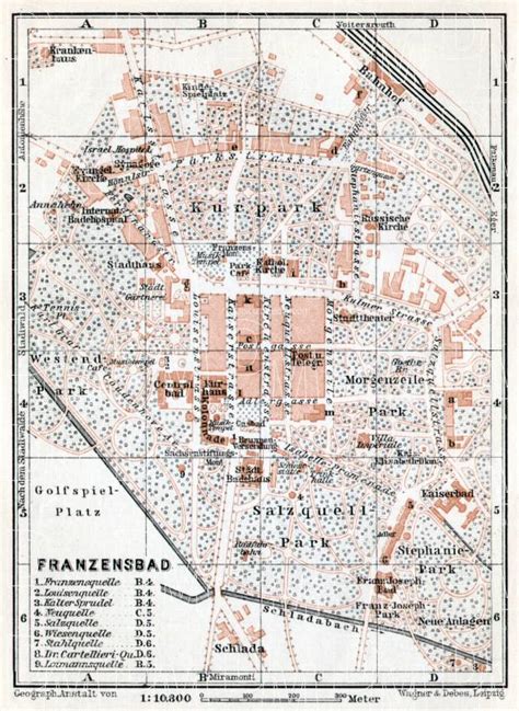 Old map of Franzensbad Františkovy Lázně in 1909 Buy vintage map