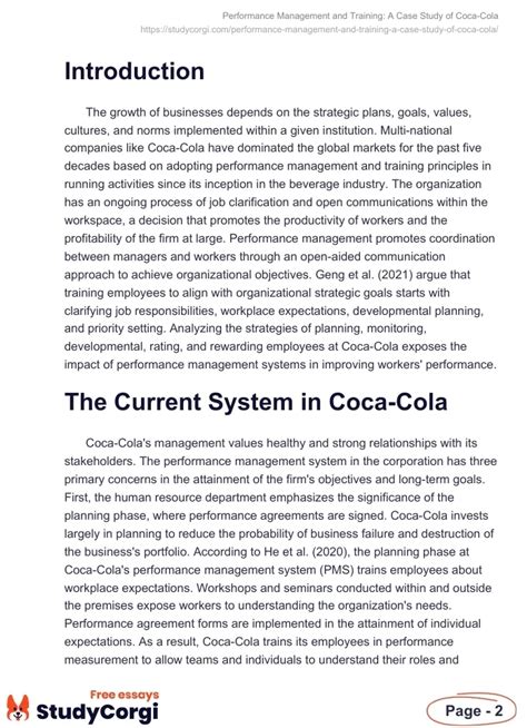 Performance Management And Training A Case Study Of Coca Cola Free