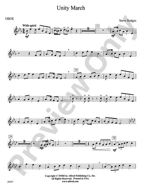 Unity March Oboe Oboe Part Digital Sheet Music Download