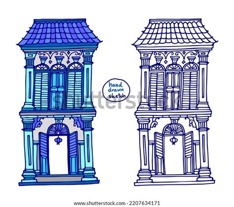 Hand Drawn Buildings Sketch Old Town Stock Vector (Royalty Free ...