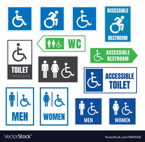 Restroom signs for disabled people accessible Vector Image