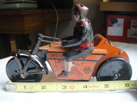 Vintage Marx Tin Litho Wind Up Indian Motorcycle And Side Car