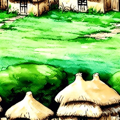 Whimsical Thatched Cottages Digital Graphic Creative Fabrica