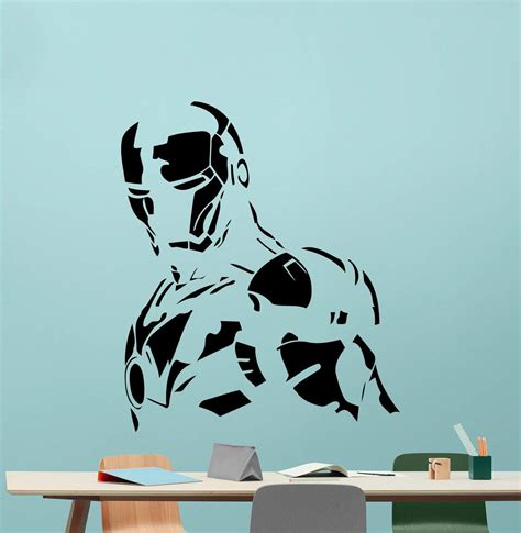 Buy Iron Man Wall Decal Avengers Marvel Comics Stencil Ink Tony Stark Superhero Vinyl Sticker