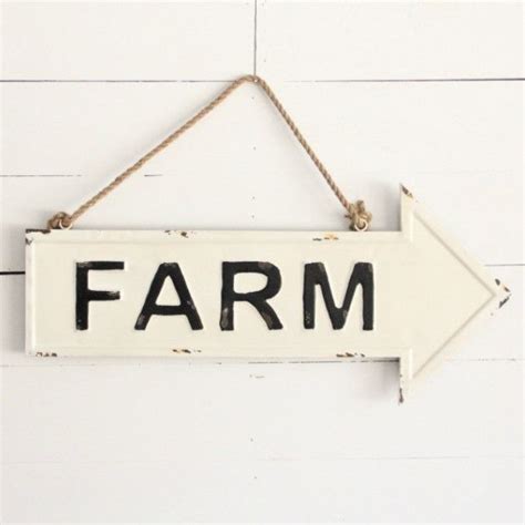 Embossed Metal Farm Arrow Road Sign Wall Signs Urban Farmhouse Decor