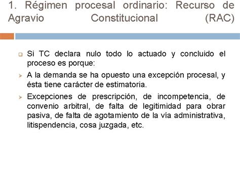 Recurso De Agravio Constitucional Rgimen Procesal Ordinario Y