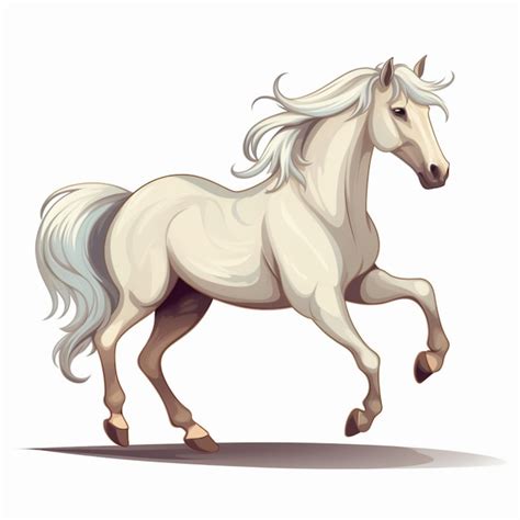 Premium Photo | Cartoon illustration of a white horse running on a white background generative ai