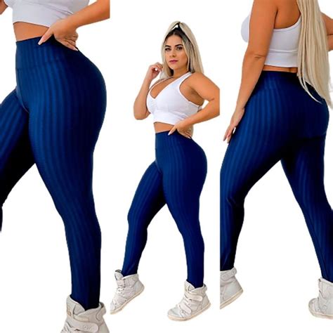 Calça Legging Academia Plus Size Compressora Texturizada 3D Cintura