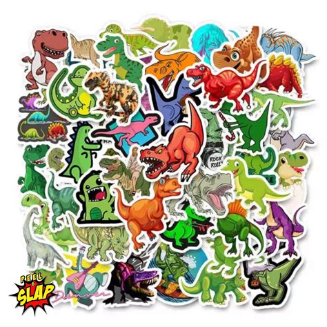 50 Dinosaur Stickers Pack Waterproof Vinyl For Skateboard Etsy