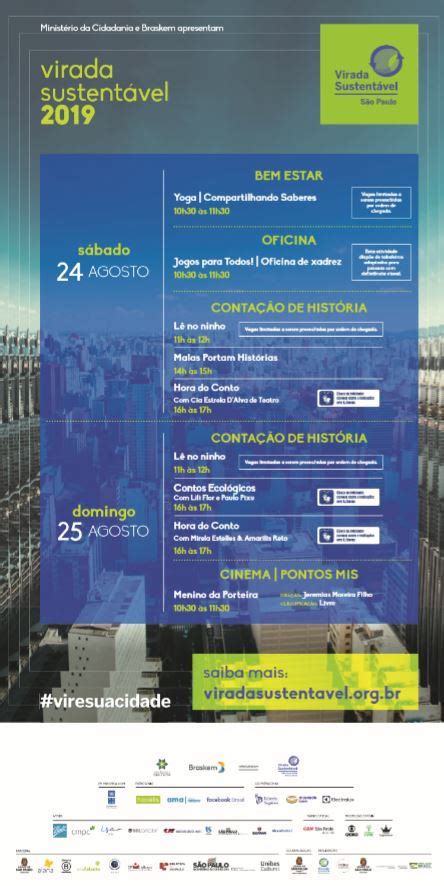 Virada Sustentável confira programação na BSP em 24 e 25 de agosto