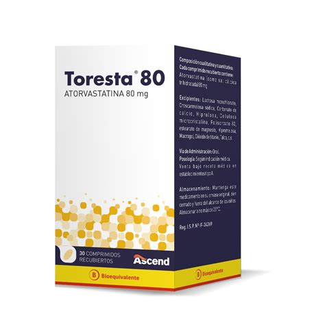 Toresta 80 Atorvastatina 80 Mg 30 Comprimidos Recubiertos Cruz Verde